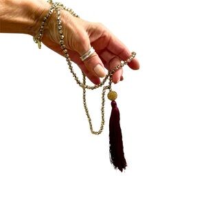 Gold Cake Crystal Tassel Necklace